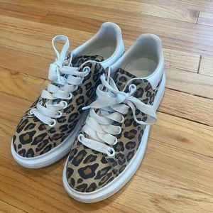 Authentic Alexander McQueen Leopard Tennis Shoe - Size 38.5